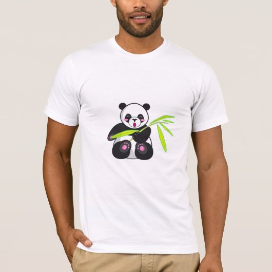 Black Panda with Grass T-Shirt – Cute Wildlife Ani Tシャツ (正面)