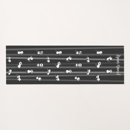 Black Panda Yoga Mat Custom Name Same Both Sides ヨガマット (裏面(横))
