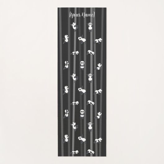 Black Panda Yoga Mat Custom Name Same Both Sides ヨガマット (正面)