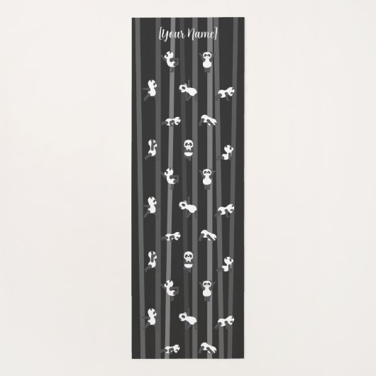 Black Panda Yoga Mat Custom Name Same Both Sides ヨガマット (裏面)