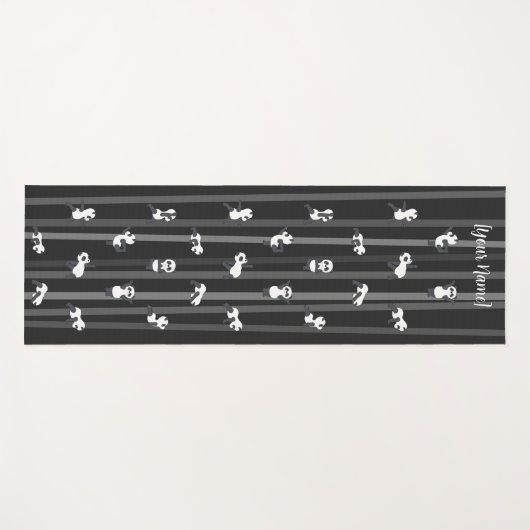Black Panda Yoga Mat Custom Name Same Both Sides ヨガマット (正面(横))