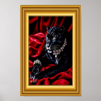 Black Panther Elegance – Luxury Wildlife Art on Re ポスター