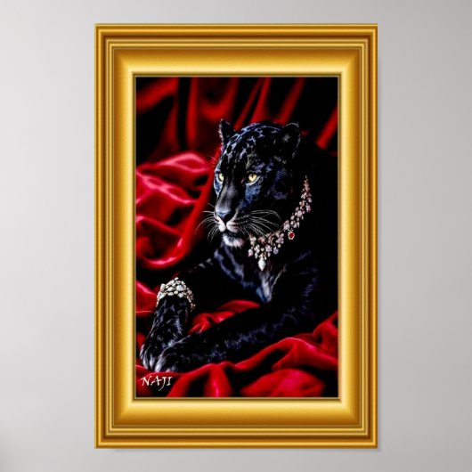 Black Panther Elegance – Luxury Wildlife Art on Re ポスター (正面)