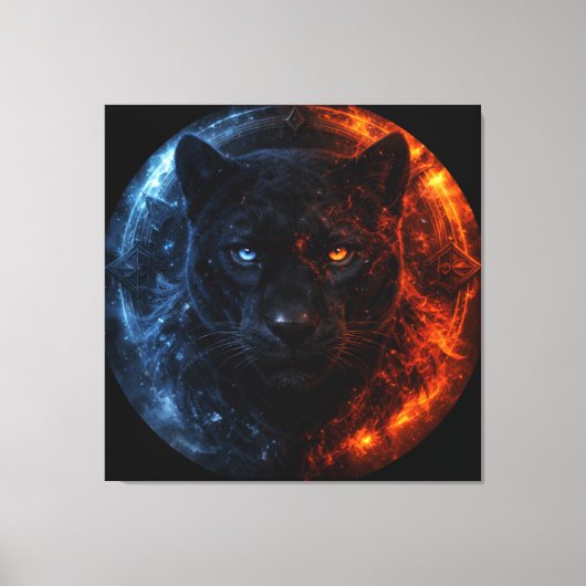 Black Panther – Fire & Ice | Mystical Animal Fanta キャンバスプリント (正面)