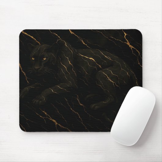 Black Panther Gold Marble Art マウスパッド (マウス)