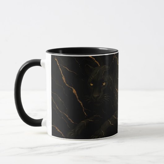 Black Panther Gold Marble Art マグカップ (左)