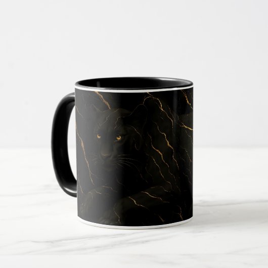 Black Panther Gold Marble Art マグカップ (正面左)
