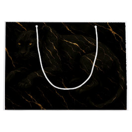 Black Panther Gold Marble Art ラージペーパーバッグ