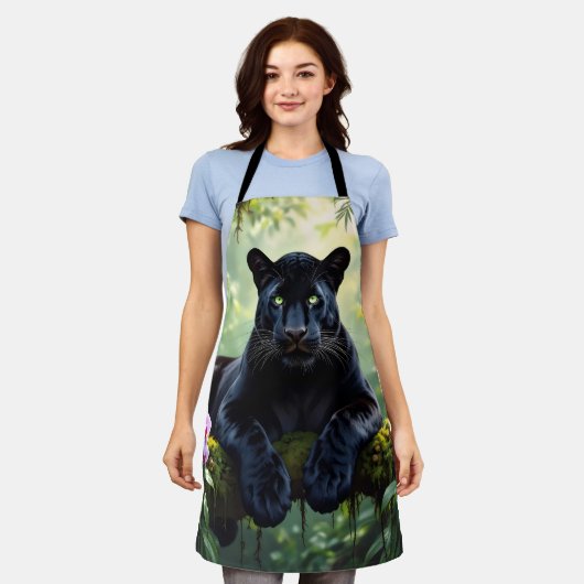 Black Panther in the Jungle エプロン (着用した状態)