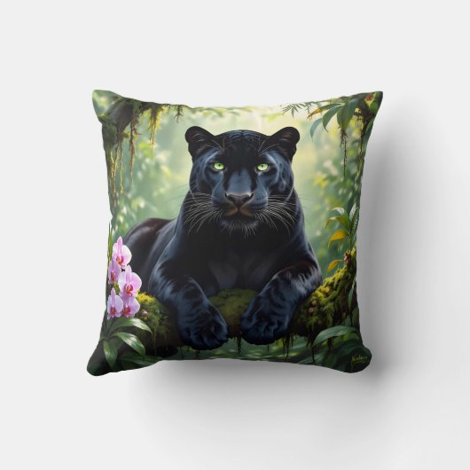 Black Panther in the Jungle クッション (裏面)