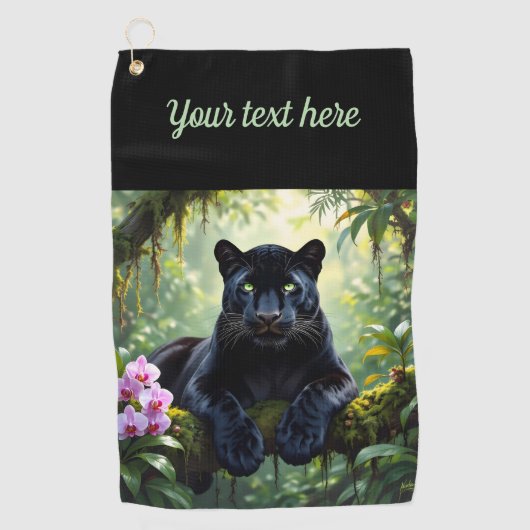 Black Panther in the Jungle ゴルフタオル (正面)