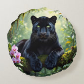 Black Panther in the Jungle ラウンドクッション (裏面)