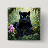 Black Panther in the Jungle 缶バッジ (正面)