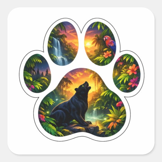 Black Panther Jungle Paw Design スクエアシール (正面)