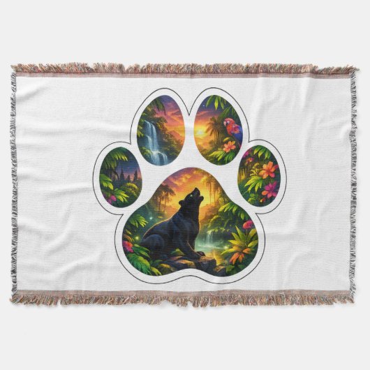 Black Panther Jungle Paw Design スローブランケット (正面)