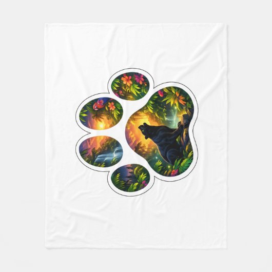Black Panther Jungle Paw Design フリースブランケット (正面)