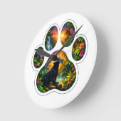 Black Panther Jungle Paw Design ラウンド壁時計 (傾斜)