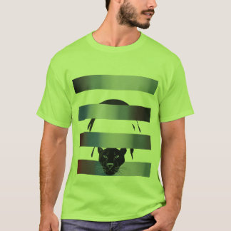 Black Panther Peeking Through Stripes – Minimalist Tシャツ