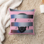 Black Panther Peeking Through Stripes – Modern Min クッション (ブランケット)