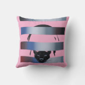 Black Panther Peeking Through Stripes – Modern Min クッション (裏面)