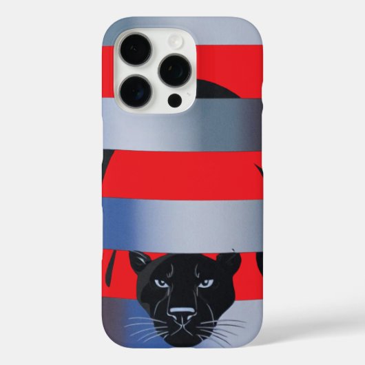 Black Panther Peeking Through Stripes – Sleek Mini Case-Mate iPhoneケース (裏面)