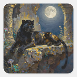 Black Panther under the Full Moon スクエアシール