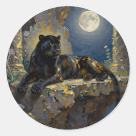 Black Panther under the Full Moon ラウンドシール
