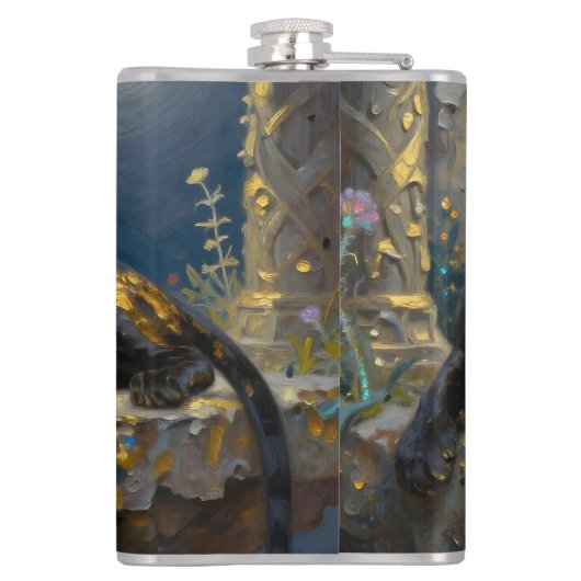 Black Panther under the Full Moon Personalized フラスク (裏面)