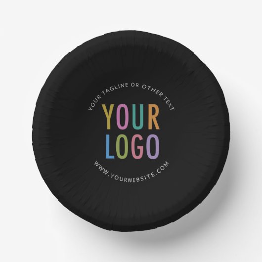 Black Paper Bowls Custom Logo Printed Disposable ペーパーボウル (正面)