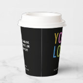 Black Paper Cups with Lids Custom Company Logo 8oz 紙コップ (右)