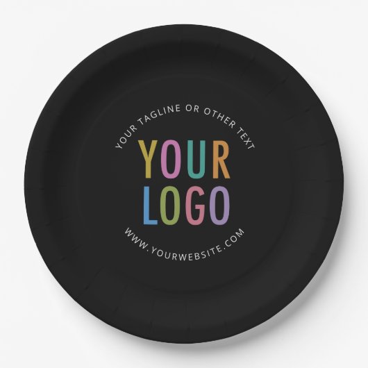 Black Paper Plates Company Logo Printed Bulk ペーパープレート (正面)