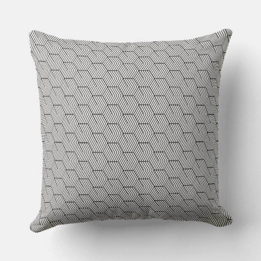 Black Pattern Line Cube Geometry Simple クッション (裏面)