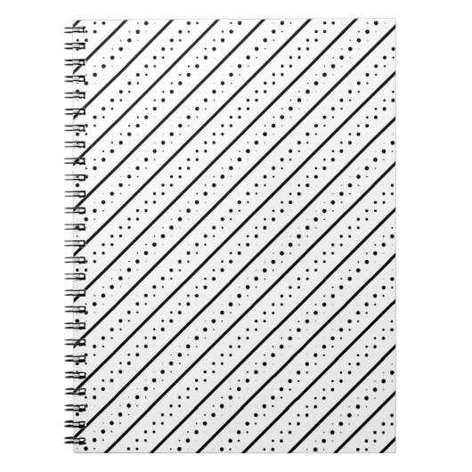 Black Pattern Line Dots Geometry ノートブック (正面)