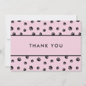 Black Paw Prints Pink Pet Care Business Thank You カード (正面)