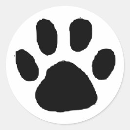 Black PawPrint (Paw Print)デザイン ラウンドシール