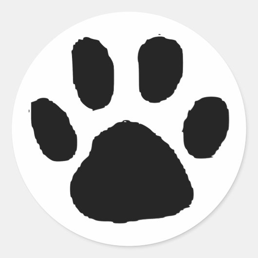 Black PawPrint (Paw Print)デザイン ラウンドシール (正面)