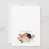 Black Peach Gold Floral Customizable Wedding  招待状 (裏面)
