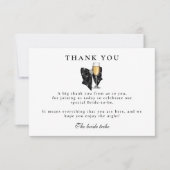 Black Pearl Bow Bridal Shower サンキューカード (正面)