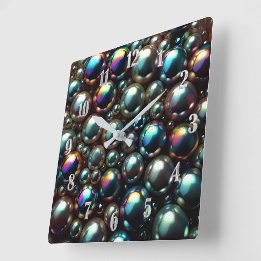 Black Pearls スクエア壁時計 (傾斜)