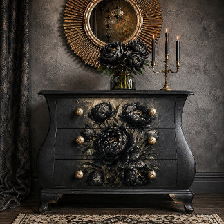 Black Peony Bouquet Art Print | Dark Moody Botanic 薄葉紙
