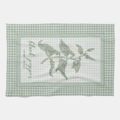 Black Pepper Herb - Green Gingham Border キッチンタオル (横)