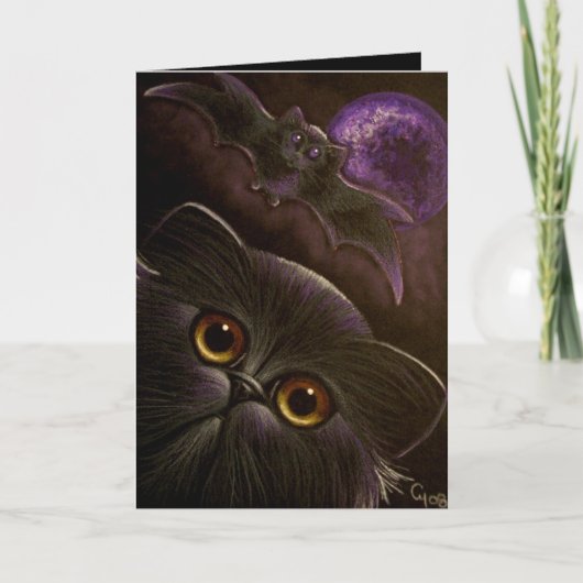 BLACK PERSIAN CAT BAT HALLOWEEN NIGHT 3 カード (正面)