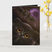 BLACK PERSIAN CAT BAT HALLOWEEN NIGHT 3 カード (黄色い花)