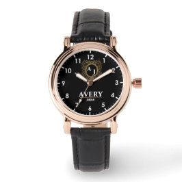 Black  Personalized Custom Monogram Luxury Gift  腕時計