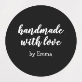 Black Personalized Handmade with Love Minimalist ラベル (デザイン1)
