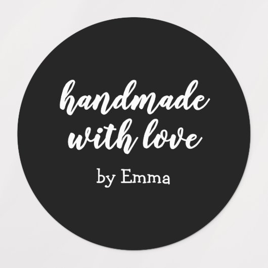 Black Personalized Handmade with Love Minimalist ラベル (デザイン1)