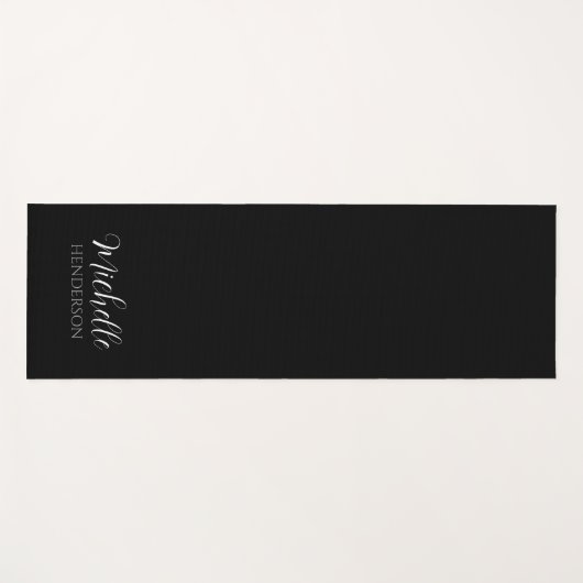 Black Personalized Monogram Custom Name ヨガマット (正面(横))