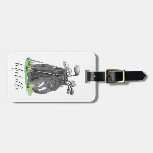 Black Personalized Monogram Golf Bag ラゲッジタグ (正面横)