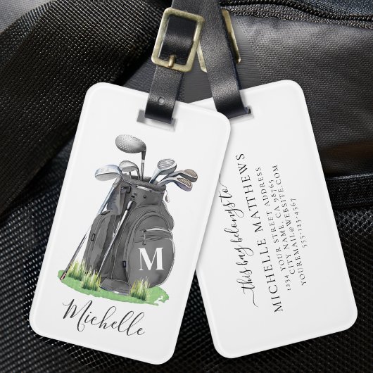 Black Personalized Monogram Golf Bag ラゲッジタグ