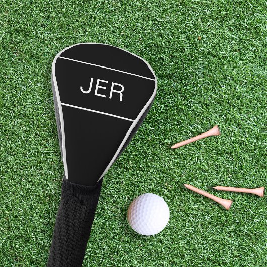 Black | Personalized Monogram Initials Modern ゴルフヘッドカバー